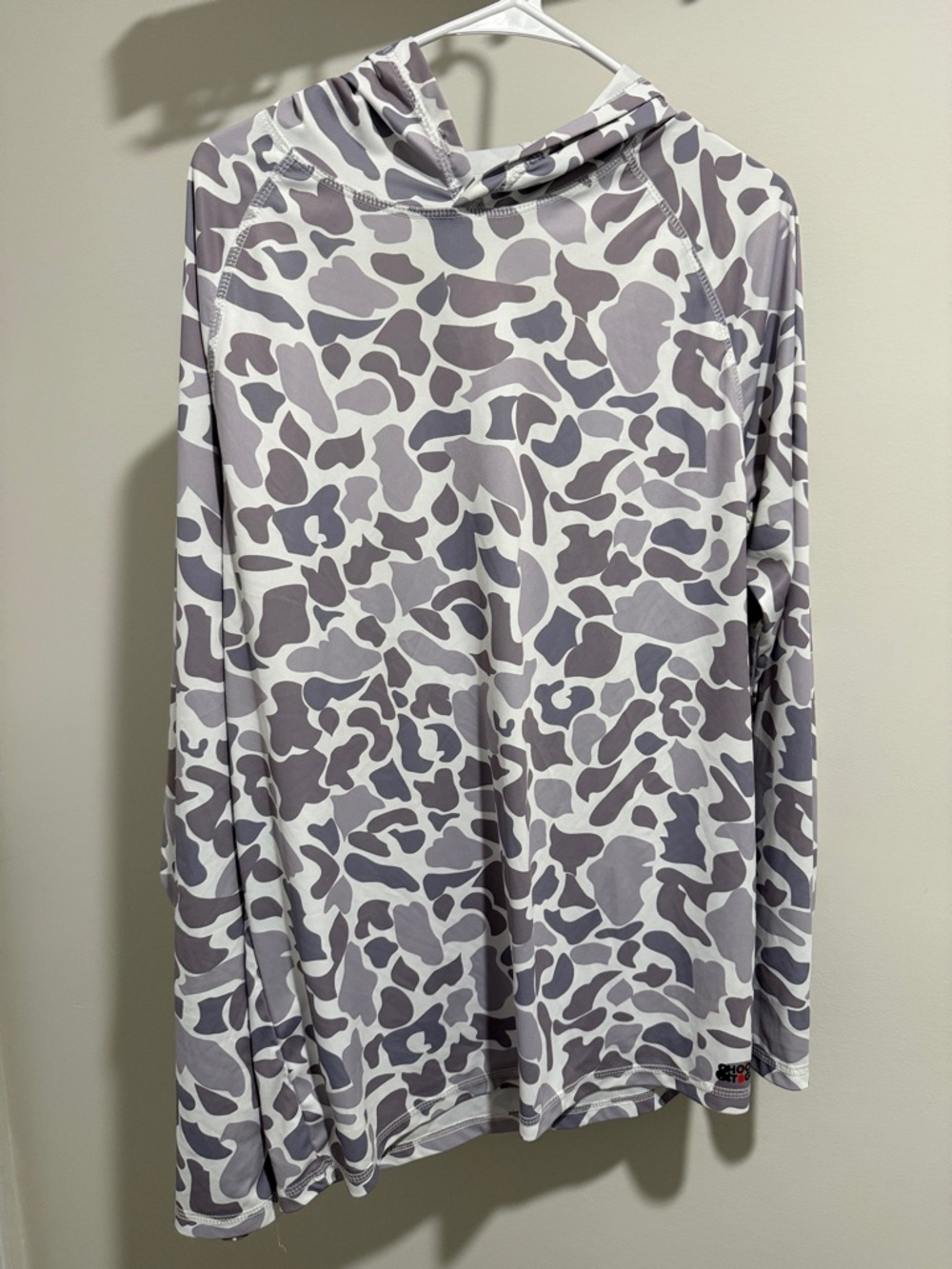 Men's Hooded Long-Sleeve Performance Shirt - Gray White Camo